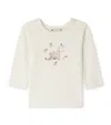 Bonpoint Cotton Long-sleeve Cat T-shirt In White