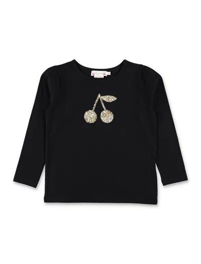 BONPOINT COTTON LONG-SLEEVED T-SHIRT WITH SEQUIN CHERRIES BONPOINT