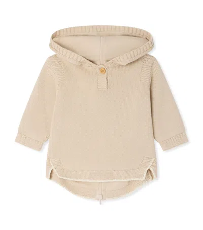 Bonpoint Kids' Cotton Longline Hoodie In Brown