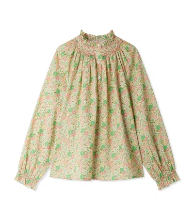 Bonpoint Kids' Cotton Pétale Blouse In Green