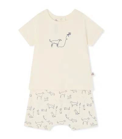 Bonpoint Kids'  Cotton Printed Top And Shorts Set In Navy