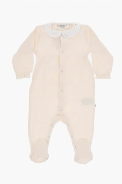 Bonpoint Cotton Romper Suit With Lurex Embroidery Collar In White