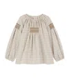 Bonpoint Cotton Smocked Poldie Blouse In Neutral