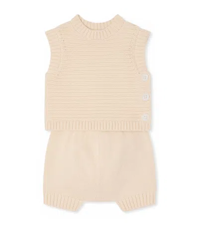 Bonpoint Kids'  Cotton Sweater Vest And Bloomers Set In Brown