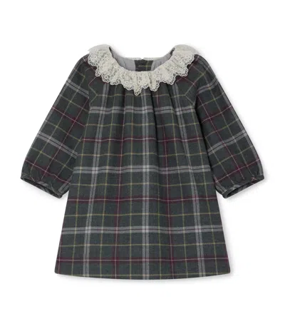 Bonpoint Kids' Cotton Tartan Dress In Brown
