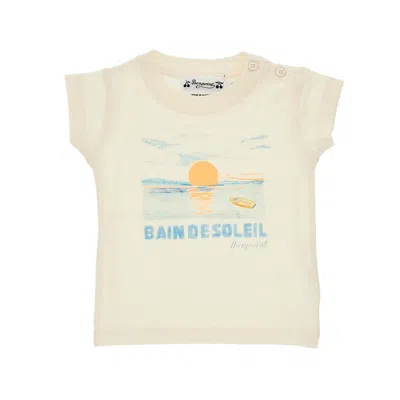 Bonpoint Cotton T-shirt With 'bain De Soleil' Print Kids In Neutral