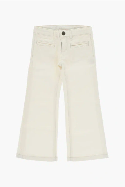 Bonpoint Cotton Twill Bestie Boot Cut Pants In White