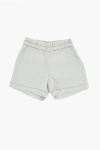 BONPOINT COTTON TWILL SHORTS WITH VISIBLE STITCHING