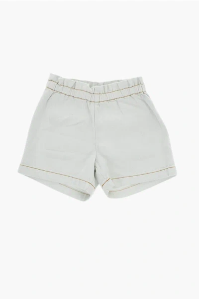 Bonpoint Cotton Twill Shorts With Visible Stitching In White