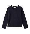 Bonpoint Cotton V-neck Sweater In Blue