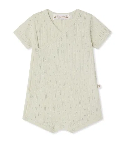 Bonpoint Kids'  Cotton V-neck Bodysuit In Neutral