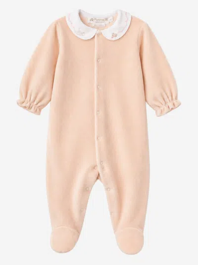 Bonpoint Cotton-blend With Embroidered Collar Bodysuit In Pink