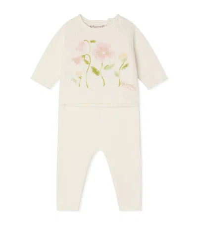 Bonpoint Kids'  Cotton-cashmere Loani Sweater And Trousers Set In Pink