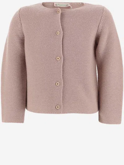 Bonpoint Cotton-wool Blend Cardigan In Pink