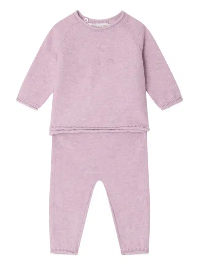 Bonpoint Babies' Crew-neck Sweater And Trousers (set Of Two) In Pink