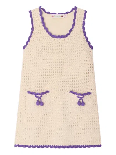 Bonpoint Kids' Crochet Patch-pocket Dress In Neutral