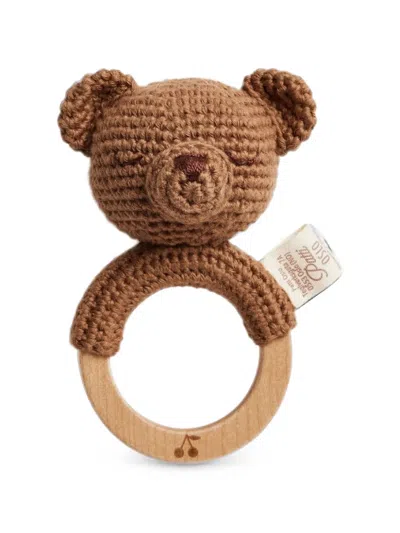Bonpoint Kids' Crochet Teddy-bear Teething Ring In Brown