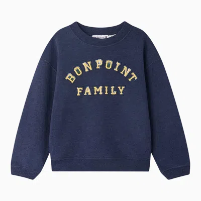 Bonpoint Dark Blue Tonino Cotton Sweatshirt With Logo In Black