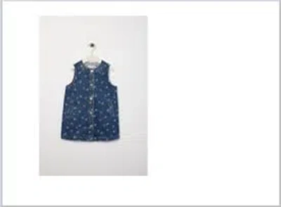 Bonpoint Kids' Denim Dress For Girl With Cherries In Blue