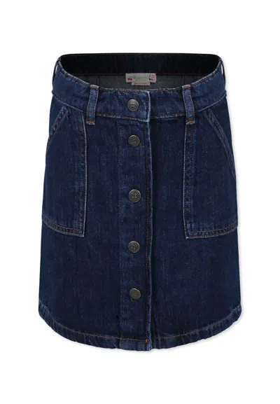 Bonpoint Kids' Denim Skirt For Girl With Cherries