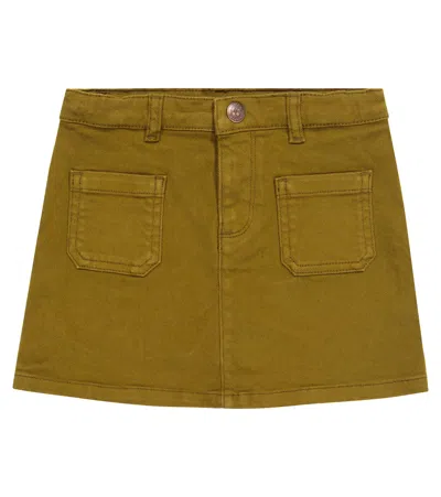 Bonpoint Kids' Denim Skirt In Kaki Clair