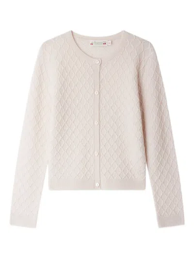 Bonpoint Kids' Diamond-pattern Cardigan In White