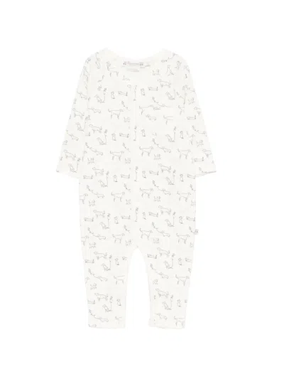 Bonpoint Babies' Dog-print Long-sleeve Romper In Neutral
