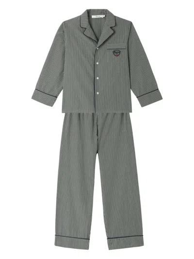 Bonpoint Kids' Dormeur Check-pattern Cotton Pyjamas In Green