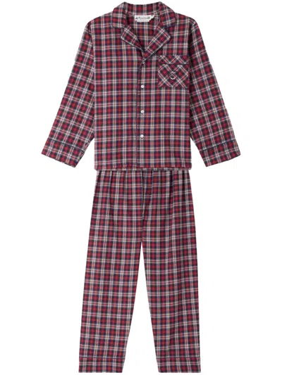 Bonpoint Kids' Dormeur Check-pattern Pyjamas In Red
