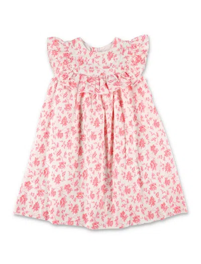 Bonpoint Kids' Dress Flower In Fl Framboise