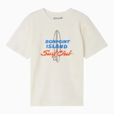 Bonpoint Ecru Crewneck T-shirt With Print In Beige