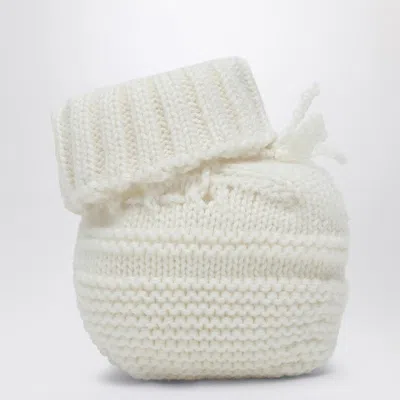 Bonpoint Ecru Wool Socks In Red