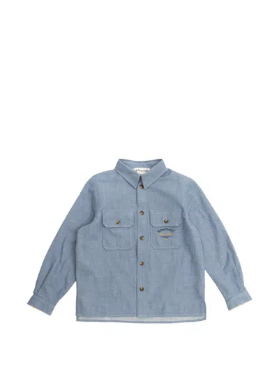 Bonpoint Kids' Eddy Chest-pocket Shirt In Blue