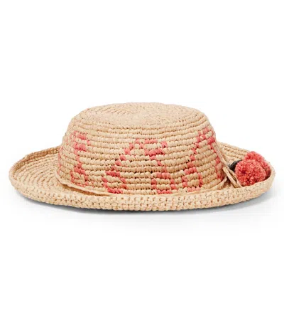 Bonpoint Kids' Edene Raffia Sun Hat In Brown
