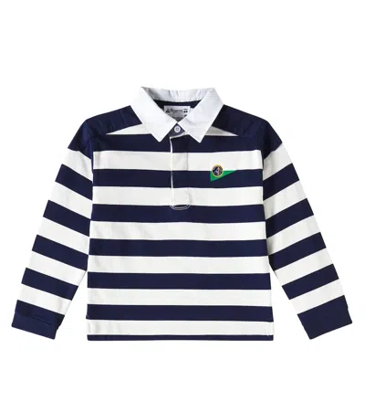 Bonpoint Kids' Edman Striped Cotton Polo Sweater In White