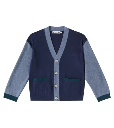Bonpoint Kids' Edouard Cotton And Cashmere Cardigan In Blue