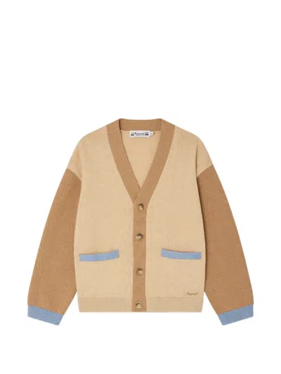 Bonpoint Kids' Edouard V-neck Colour-block Cardigan In Neutral