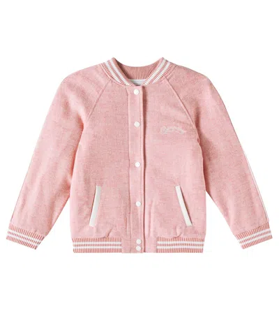 Bonpoint Kids' Effy Wool Varsity Jacket In Pink