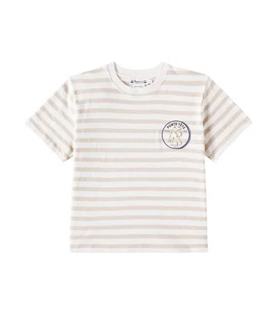 Bonpoint Kids' Eidan Striped Cotton Jersey T-shirt In Rayures Beige