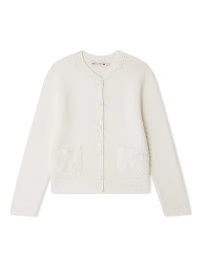 Bonpoint Kids' Clarisse Cotton-blend Cardigan In White