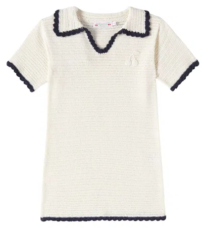 Bonpoint Kids' Elanie Crochet Cotton Dress In Beige