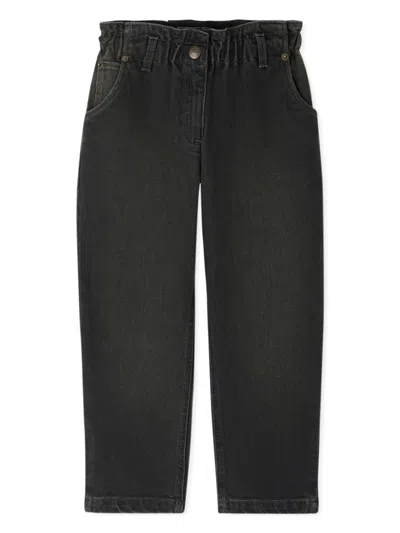 Bonpoint Kids' Elasticated-waist Organic Cotton Jeans In Black