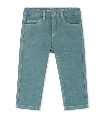 Bonpoint Kids'  Elasticated Waistband Jeans In Green