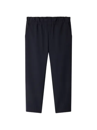 Bonpoint Kids' Elasticated-waistband Logo-patch Trousers In Blue