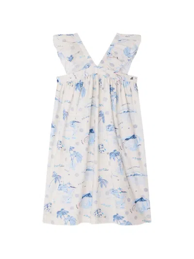 Bonpoint Kids' Eleana Island Print Dress In Organic Cotton In White