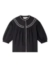 Bonpoint Elham Embroidered Blouse With Puff Sleeves In Black