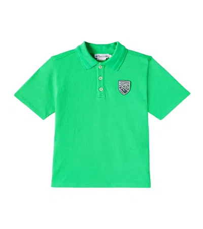 Bonpoint Kids' Elian Logo Cotton Piqué Polo Shirt In Green