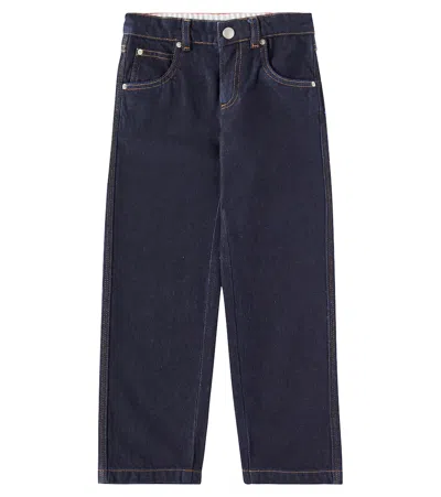 Bonpoint Kids' Eliott Wide-leg Jeans In Jean Fonce
