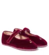 Bonpoint Ellaro Embroidered Velvet Slippers In Burgundy