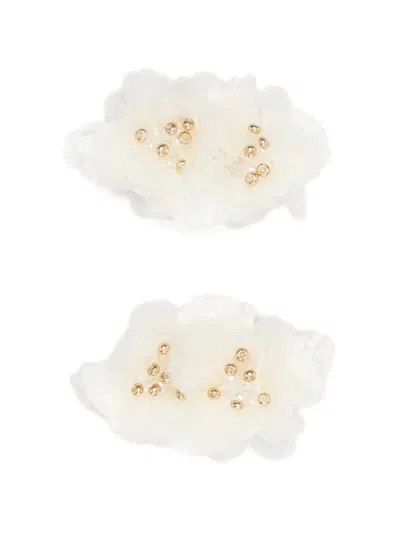 Bonpoint Kids' Ellie Floral-detail Hairclip (set Of Two) In White